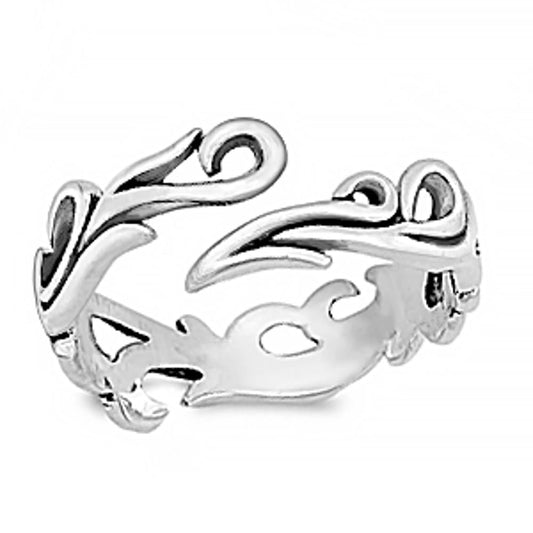 Sterling Silver Womans Fire Flame Unique Ring Beautiful 925 Band 5mm Sizes 2-13