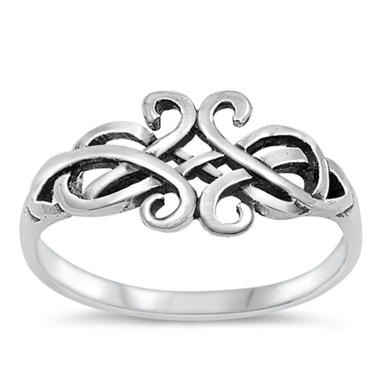 Oxidized Celtic Knot Criss Cross Knot Ring .925 Sterling Silver Band Sizes 4-13