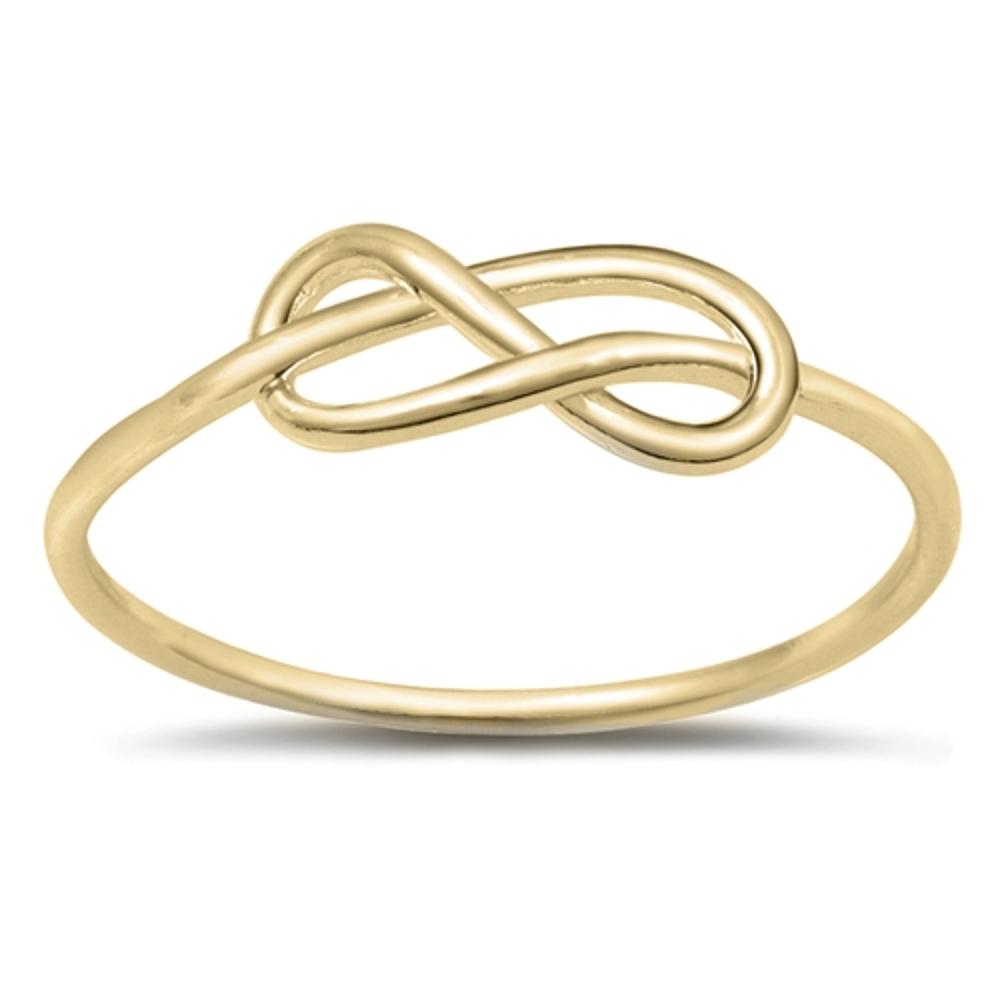 Gold-Tone Infinity Knot Forever Love Ring .925 Sterling Silver Band Sizes 3-12