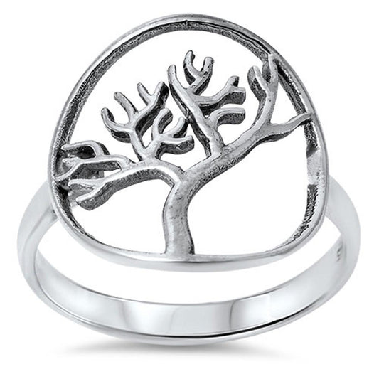 Tree of Life Cutout Fashion Classic Ring New 925 Sterling Silver Band Sizes 5-10