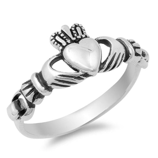 Irish Claddagh Heart Friendship Ring New .925 Sterling Silver Band Sizes 4-10