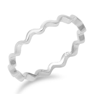 Eternity Wave Stackable Fashion Ring New .925 Sterling Silver Band Sizes 4-10