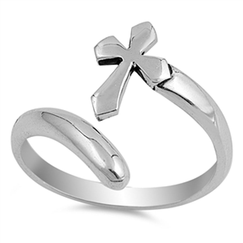 Open Pointed Cross Christian Religious Ring New 925 Sterling Silver Band Sizes 5-10