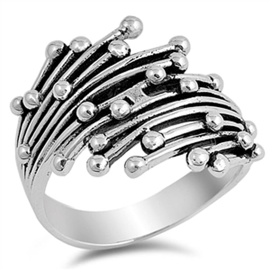 Fashion Unique Ball Bead Shiny Ring New .925 Sterling Silver Band Sizes 5-12