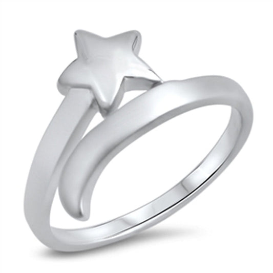 Cute Shooting Star Girl's Ring New .925 Sterling Silver Band Sizes 5-10