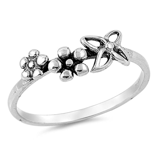 Plumeria Flower Simple Cute Ring New .925 Sterling Silver Band Sizes 4-10