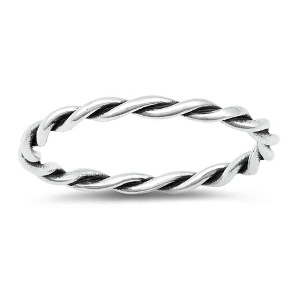 Infinity Knot Oxidized Ring .925 Sterling Silver Stackable Rope Band Sizes 3-10