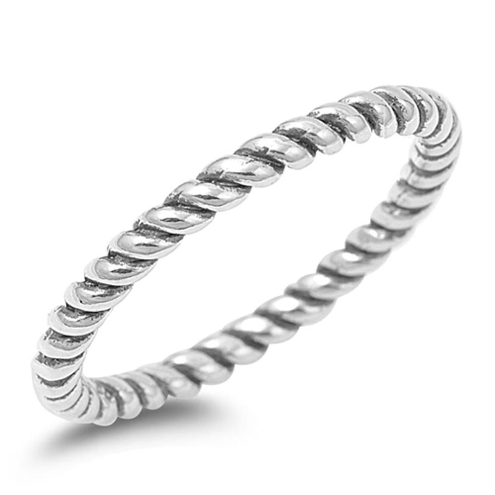 Eternity Oxidized Rope Band Braided Ring New .925 Sterling Silver Sizes 4-10