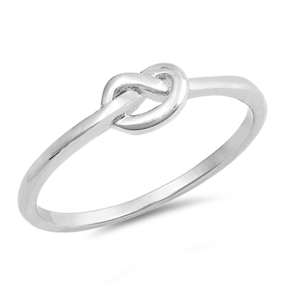 Small Love Knot Promise Ring .925 Sterling Silver Heart Band Sizes 4-10