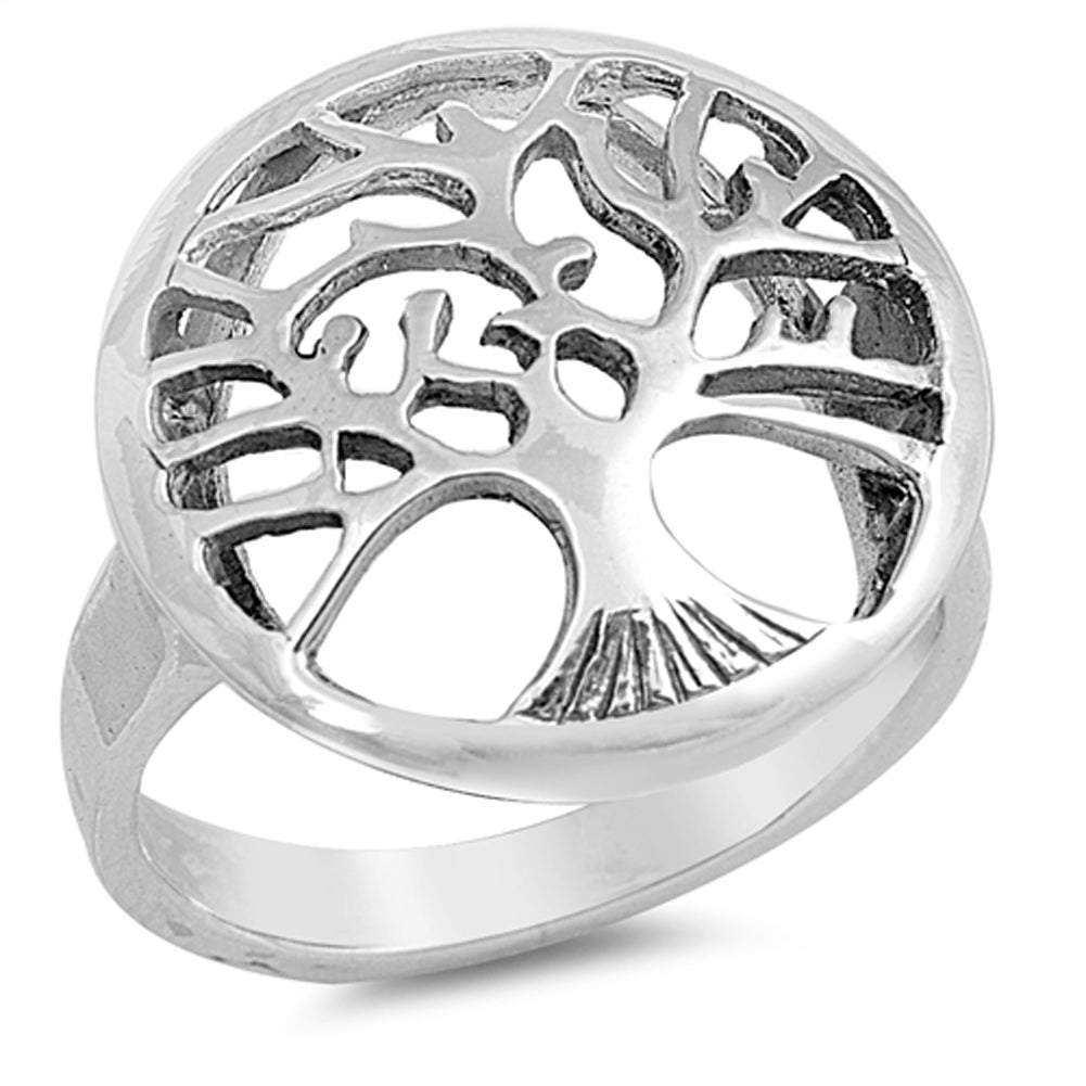 Tree of Life Cutout Classic Ring .925 Sterling Silver Filigree Band Sizes 6-12