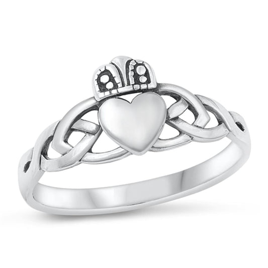 Celtic Claddagh Heart Ring .925 Sterling Silver Infinity Knot Band Sizes 4-10