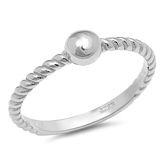 Rope Bead Ball Fashion Ring New .925 Sterling Silver Thin Toe Band Sizes 2-10