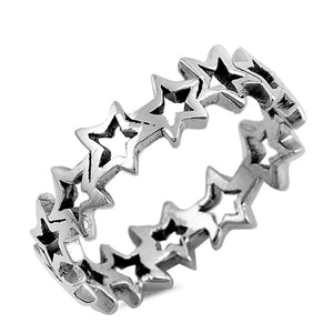 Eternity Cutout Star Unique Ring New .925 Sterling Silver Band Sizes 4-10