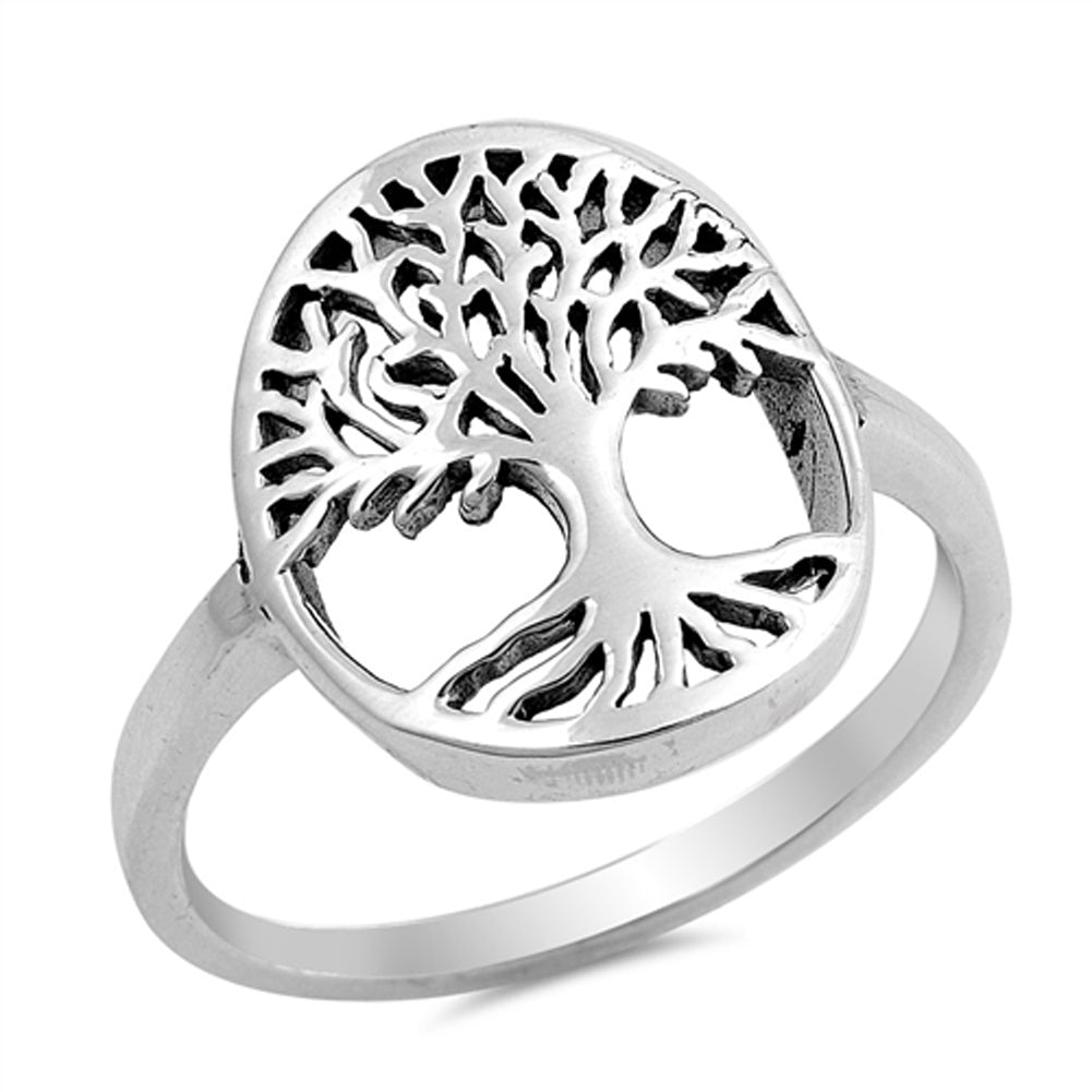 Tree of Life Ring New .925 Sterling Silver Filigree Cutout Band Sizes 5-10