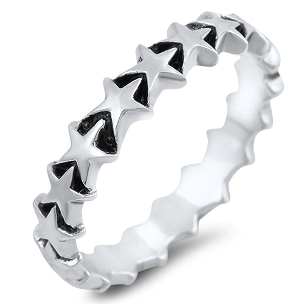 Eternity Star Cute Fashion Ring New .925 Sterling Silver Band Sizes 5-10