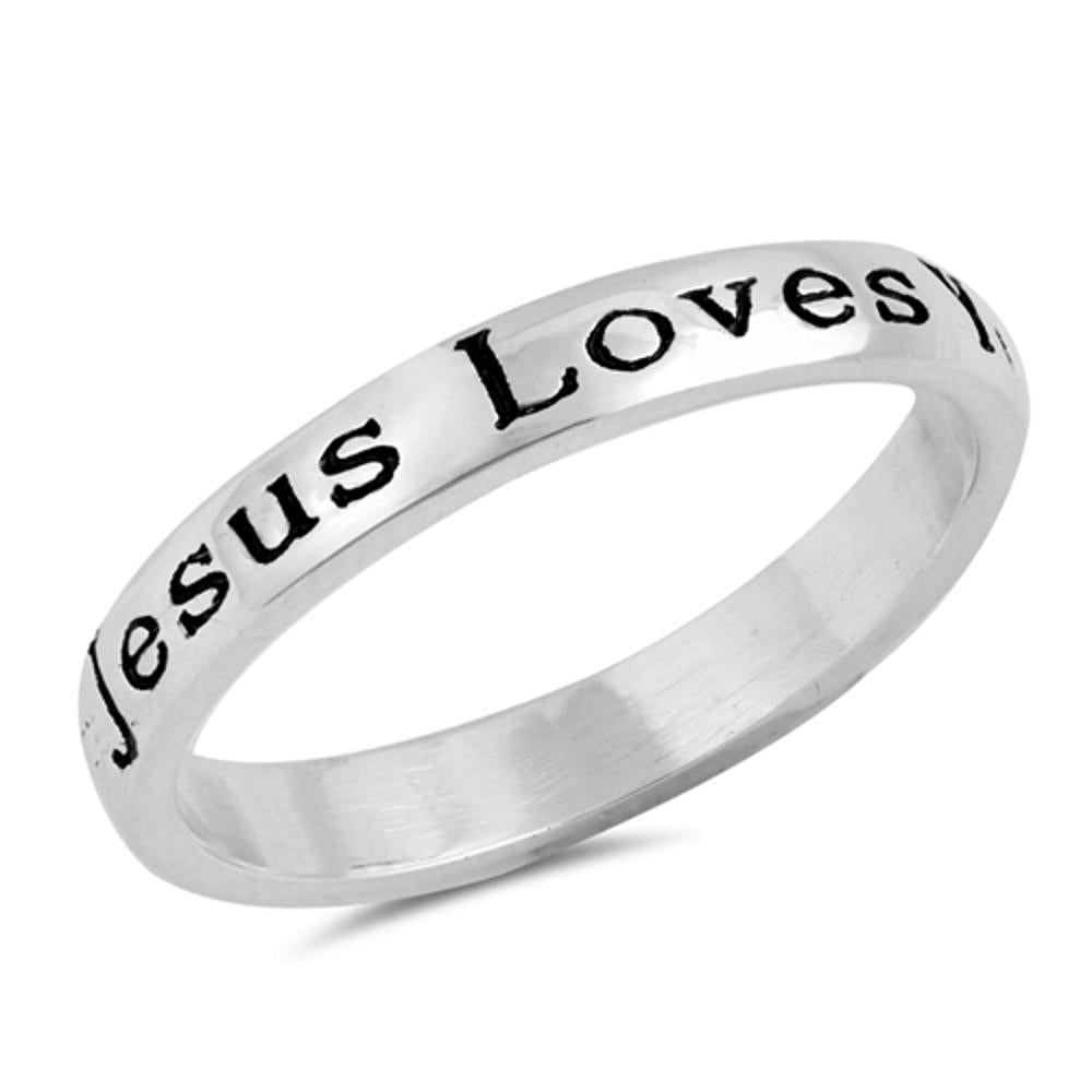 Jesus Loves You Christian Promise Faith Ring 925 Sterling Silver Band Sizes 3-10