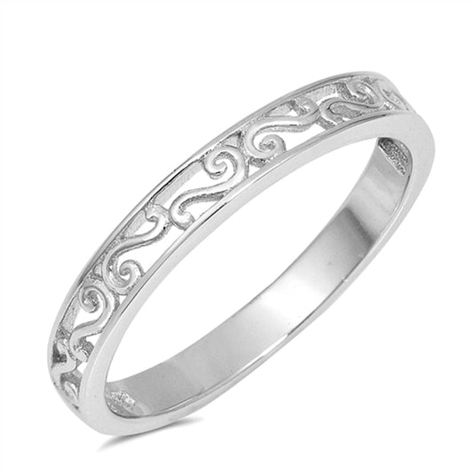 Swirl Filigree Cutout Fashion Unique Ring .925 Sterling Silver Band Sizes 4-10