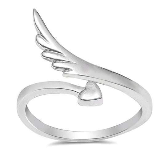 Wing Heart Promise Arrow Open Cute Ring New .925 Sterling Silver Band Sizes 4-10