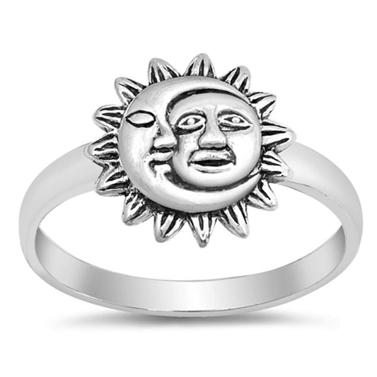 Sun Moon Universe Space Fashion Ring New .925 Sterling Silver Band Sizes 4-10