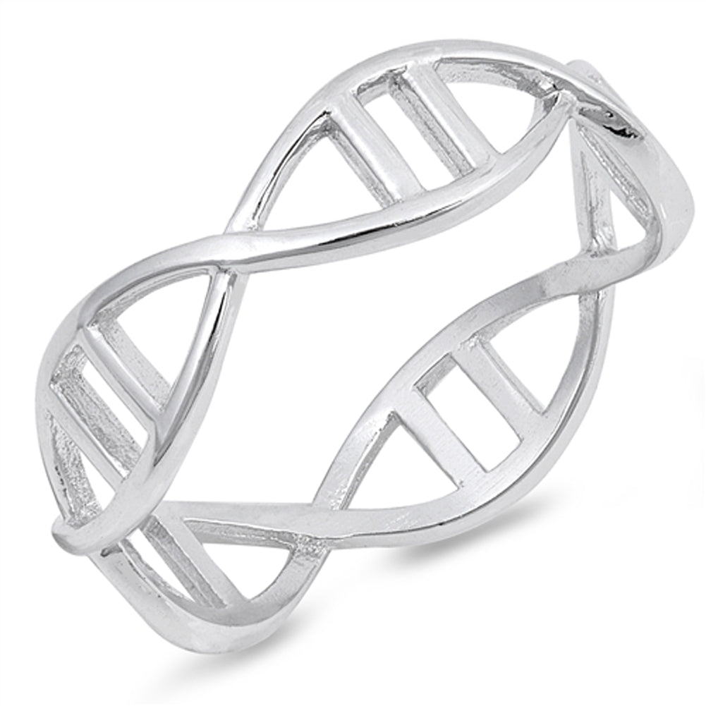 Infinity Bar Criss Cross Eternity Knot Ring .925 Sterling Silver Band Sizes 4-10