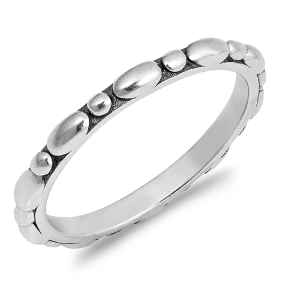 Eternity Stackable Bubble Pebble Thin Ring .925 Sterling Silver Band Sizes 3-10