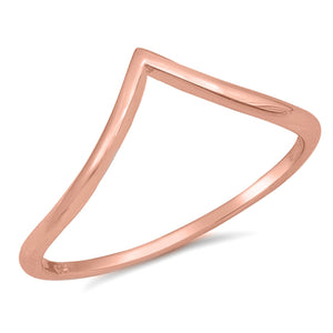 Rose Gold-Tone Chevron Arrow Sterling Silver Ring Minimalist Style Sizes 3-13