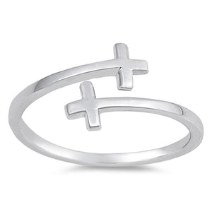 Criss Cross Christian Open Flexible Ring New 925 Sterling Silver Band Sizes 2-10