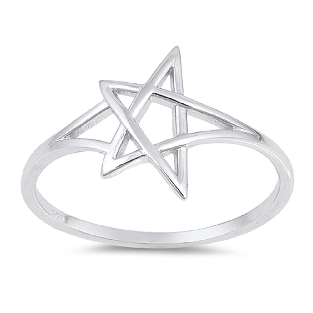 Pentagram Star Ring New .925 Sterling Silver Criss Cross Knot Band Sizes 4-10