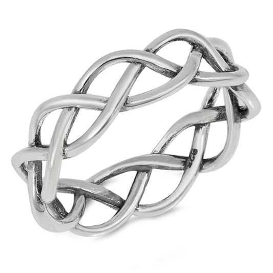 Oxidized Filigree Infinity Knot Wedding Ring 925 Sterling Silver Band Sizes 4-10