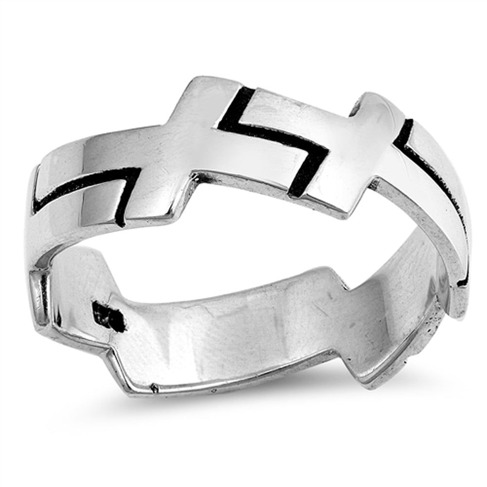 Eternity Sideways Cross Promise Ring New .925 Sterling Silver Band Sizes 5-12