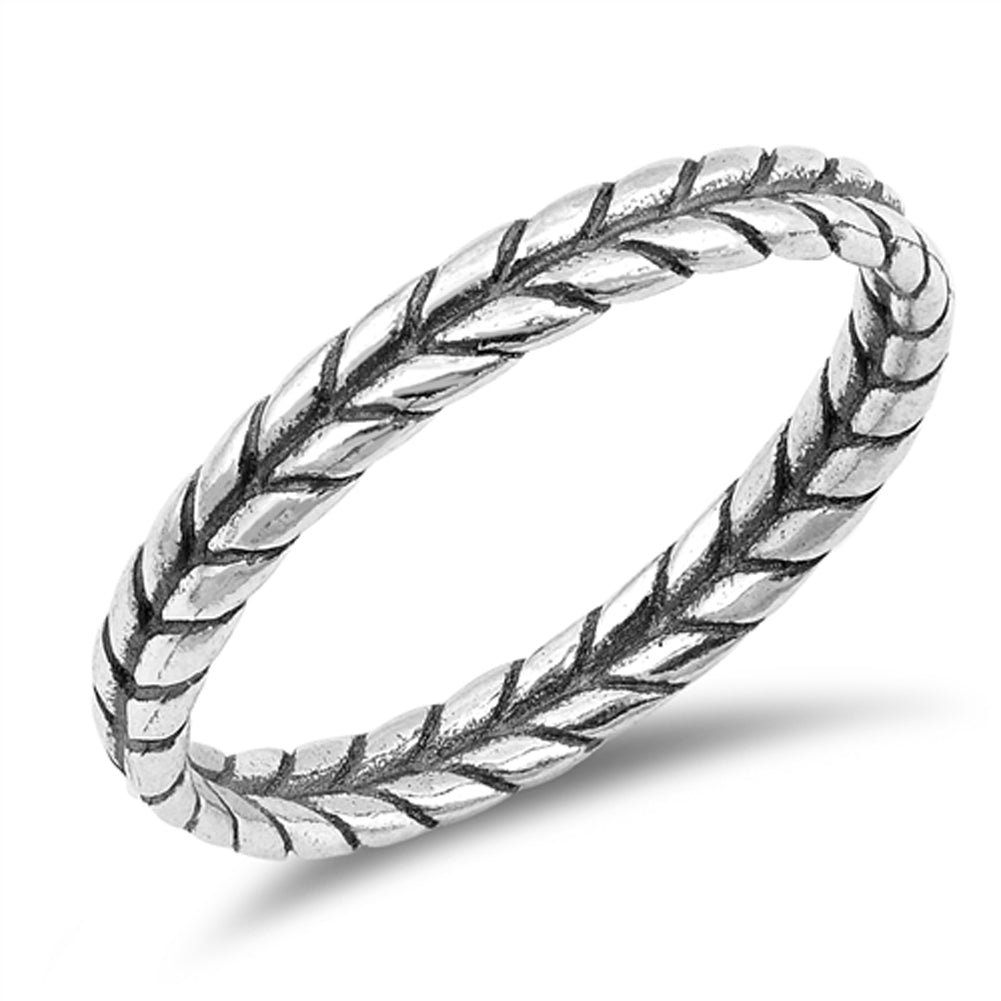 Thin Braid Leaf Rope Thumb Ring New .925 Sterling Silver Band Sizes 3-10