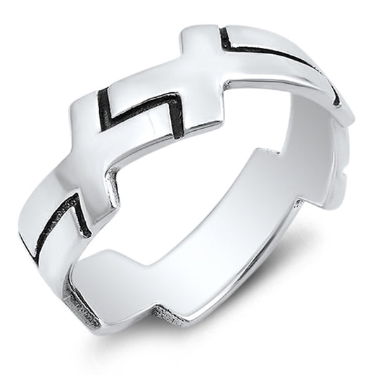 Eternity Cross Wrap Christian Purity Ring .925 Sterling Silver Band Sizes 5-12