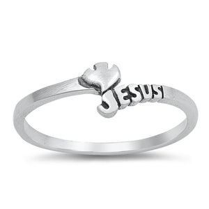 Chevron Jesus Dove Christian Love Ring Word .925 Sterling Silver Band Sizes 4-10