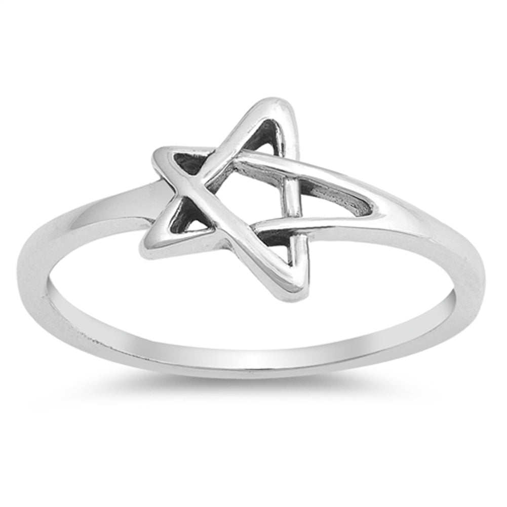 Star Cutout Criss Cross Moon Sky Thumb Ring .925 Sterling Silver Band Sizes 4-10