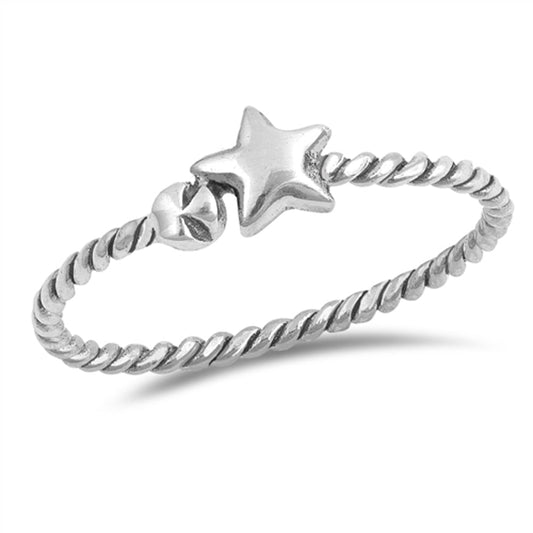 Star Rope Thin Thumb Polished Sky Ring New .925 Sterling Silver Band Sizes 3-10