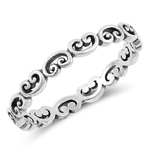 Oxidized Stackable Heart Midi Purity Ring .925 Sterling Silver Band Sizes 3-12