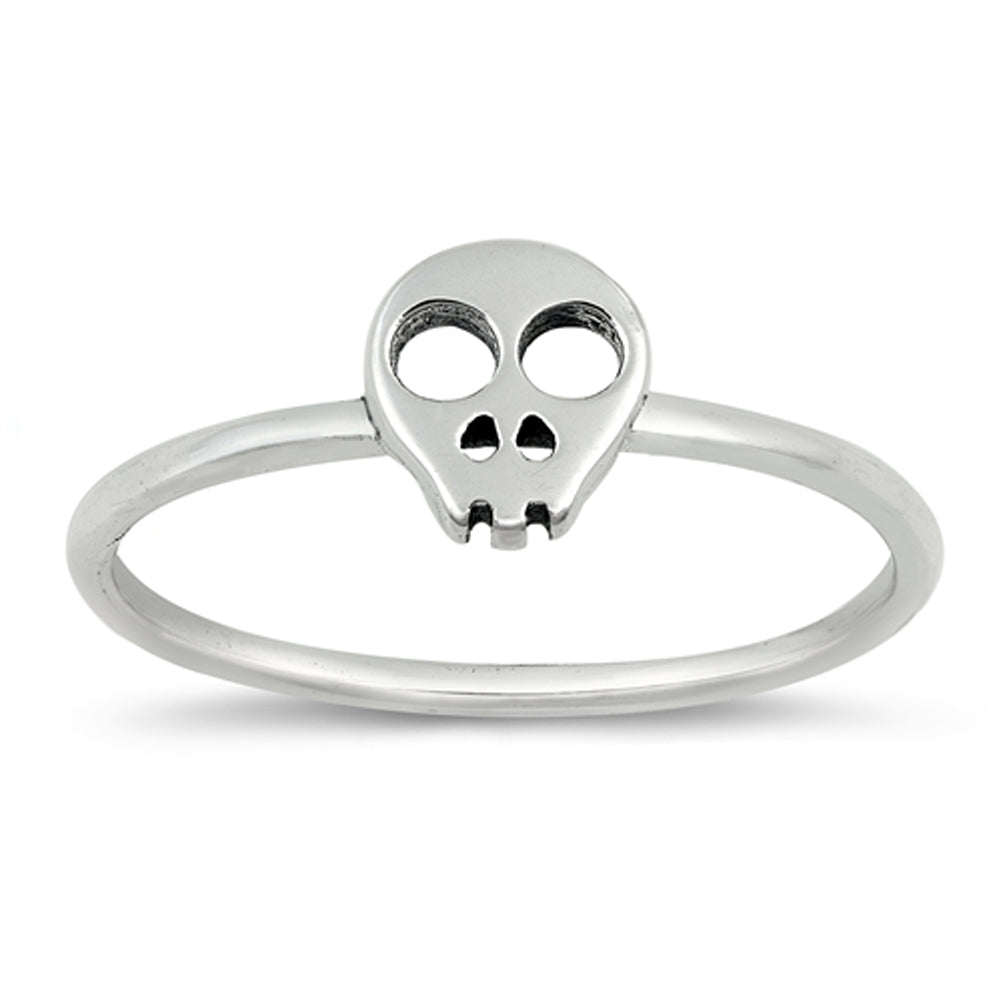 Filigree Skull Cutout Simple Gothic Ring New 925 Sterling Silver Band Sizes 3-10