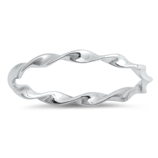 Thin Twisted Wave Stacking Wedding Ring New .925 Sterling Silver Band Sizes 3-10