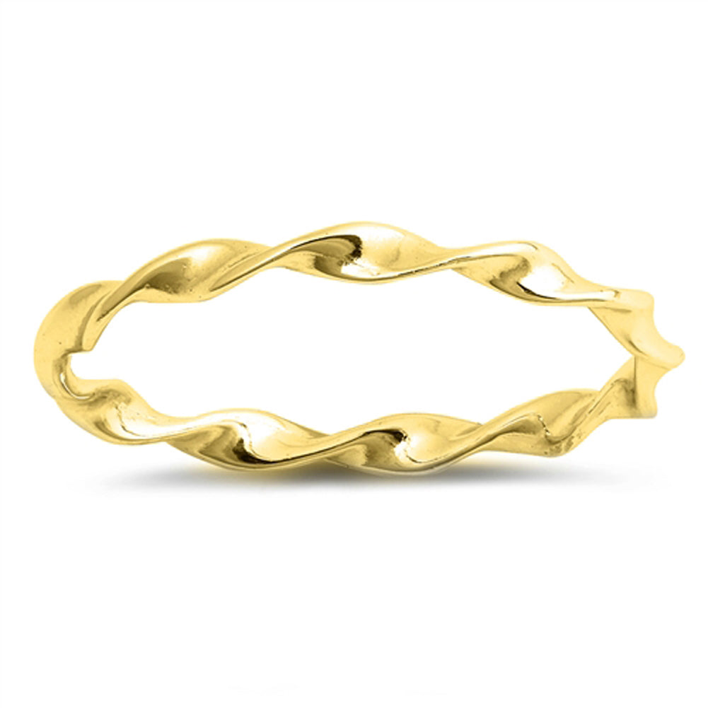 Yellow Gold-Tone Rotating Endless Thin Ring .925 Sterling Silver Band Sizes 3-10