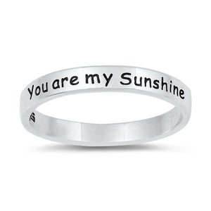 You are my Sunshine Stackable Script Ring .925 Sterling Silver Band Sizes 4-10