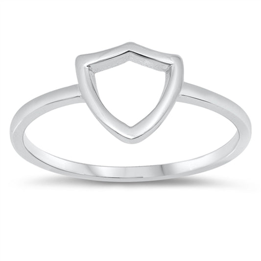 Classic Simple Open Shield Crest Ring New .925 Sterling Silver Band Sizes 4-10