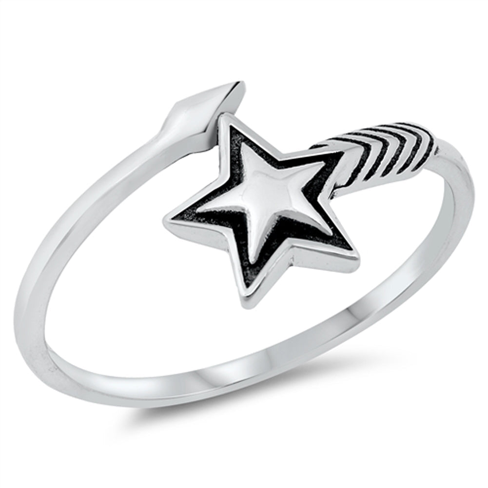 Classic Star Arrow Open Ring New .925 Sterling Silver Band Sizes 4-10