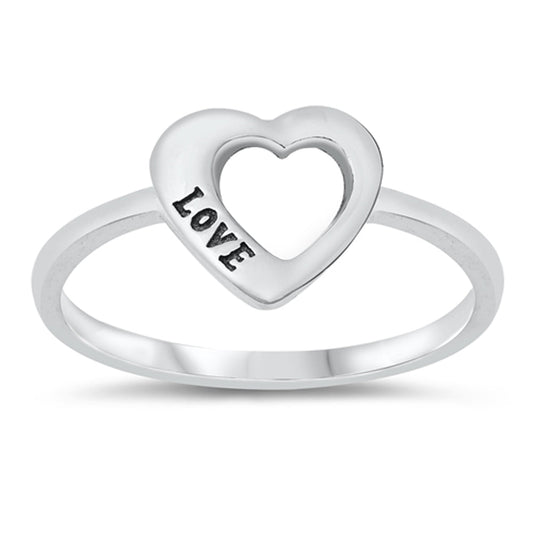 Cute Cutout Promise Heart Love Text Ring New .925 Sterling Silver Band Sizes 4-10