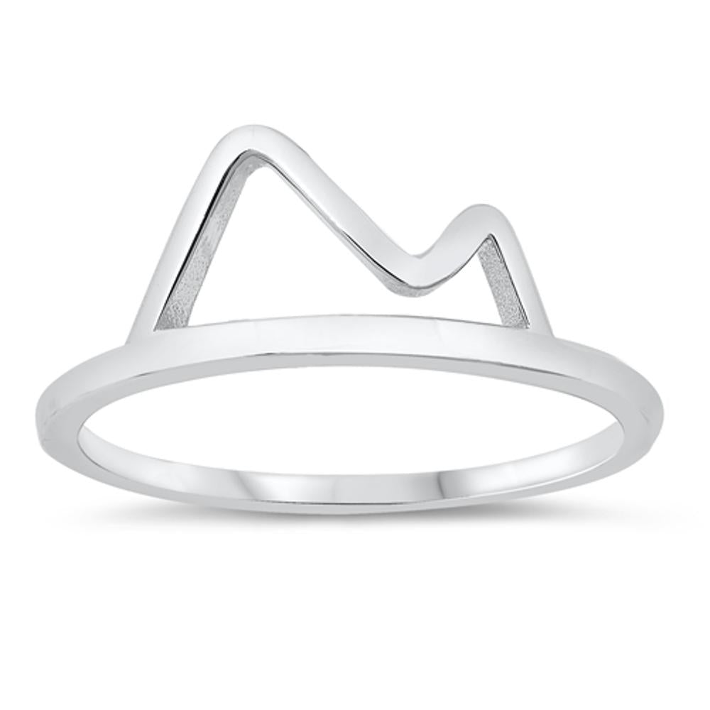 Cute Flat Open Mountain Range Wander Ring New .925 Sterling Silver Band Sizes 4-10