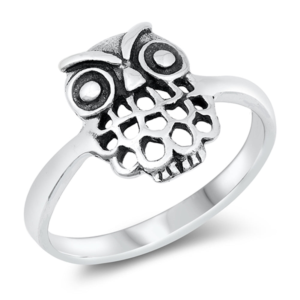 Cute Cutout Owl Animal Ring New .925 Sterling Silver Band Sizes 4-10