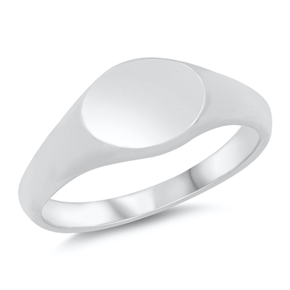 Unique Flat Oval Modern Engravable Ring New .925 Sterling Silver Band Sizes 4-12