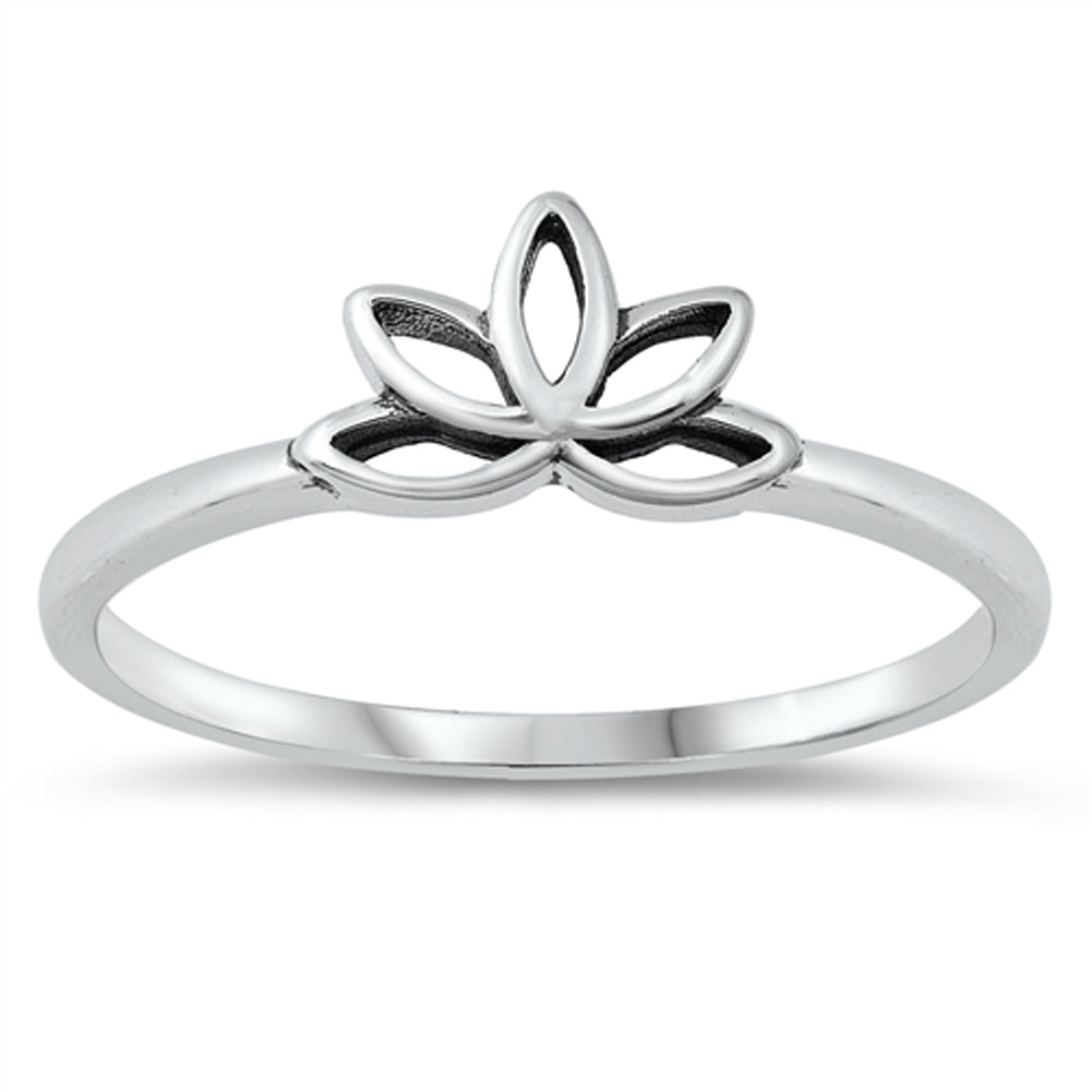 Traditional Open Lotus Ring New .925 Sterling Silver Band Sizes 4-12