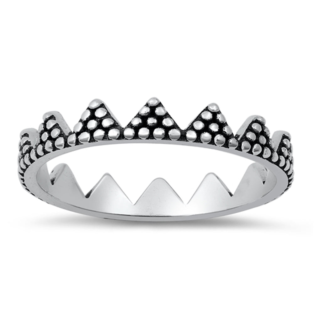 Dotted Geometric Crown Ring New .925 Sterling Silver Band Sizes 4-10