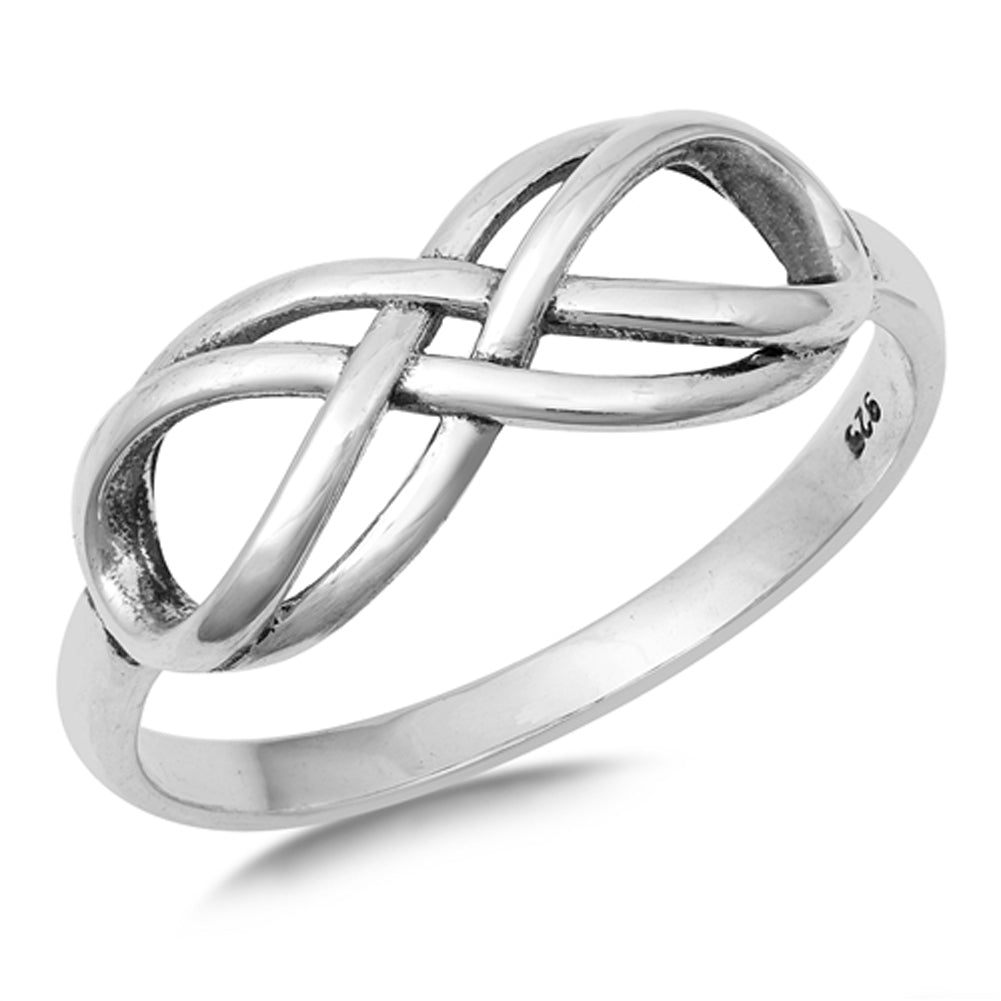 Double Infinity Knot Promise Ring New .925 Sterling Silver Band Sizes 4-10