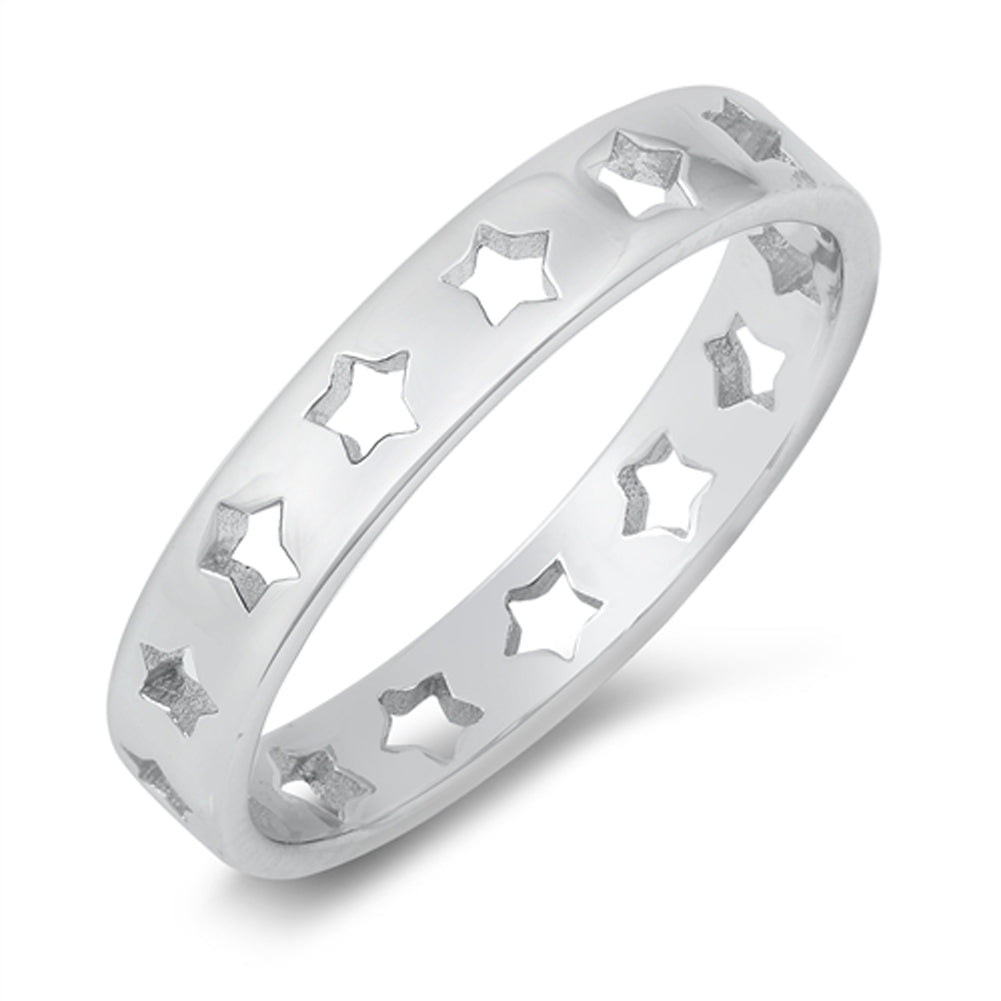 Simple Cutout Star Ring New .925 Sterling Silver Band Sizes 4-10